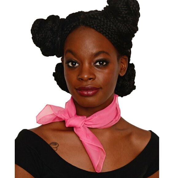 Pink Sheer Chiffon Scarf 50s Style for Head Neck Costume 21" Square - Hey Viv - Picture 3 of 7